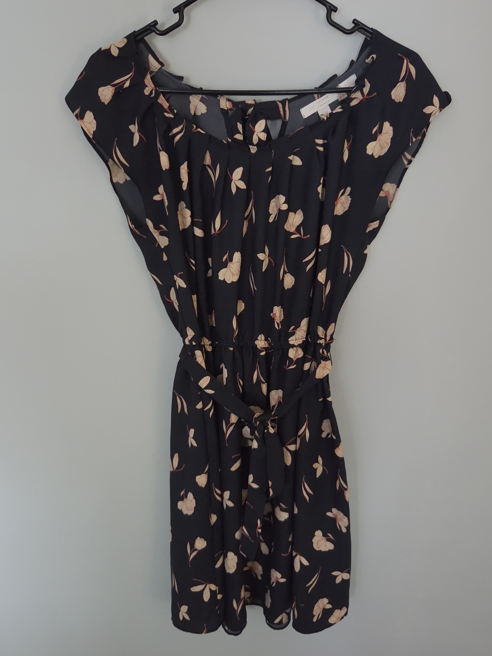 LC Lauren Conrad Daek Blue Mini Dress with Beige Floral Print